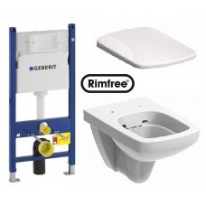 Комплект: NOVA PRO Rimfree унитаз подвесной прямоуг., Geberit Duofix 3в1, сид. Duroplast soft-close