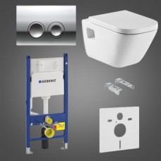 Комплект: GAP подвесной унитаз с сиденьем slow-closing (в упак.), Geberit Duofix, клавиша Delta 21 хром