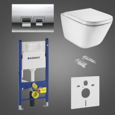 Комплект: GAP Rimless подвесной унитаз с сиденьем slow-closing (в упак.), Geberit Duofix, клавиша Delta 50 хром