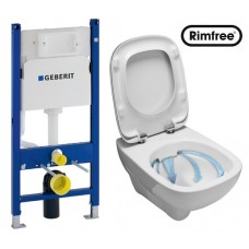 Комплект: STYLE Rimfree унитаз подвесной, инсталляция Geberit Duofix 3в1, сидение Duroplast soft-close